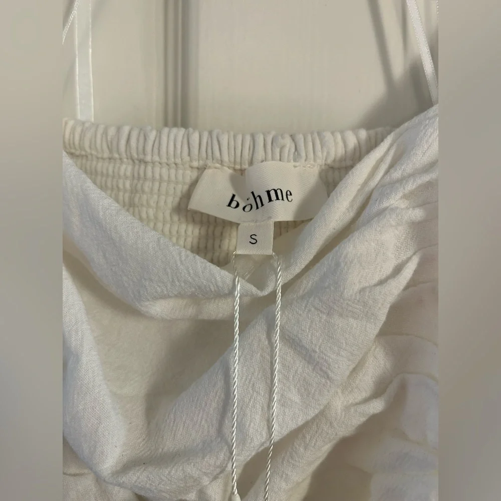 Bohme White Midi Dress Puff Sleeves Size small NWT - Picture 5 of 6
